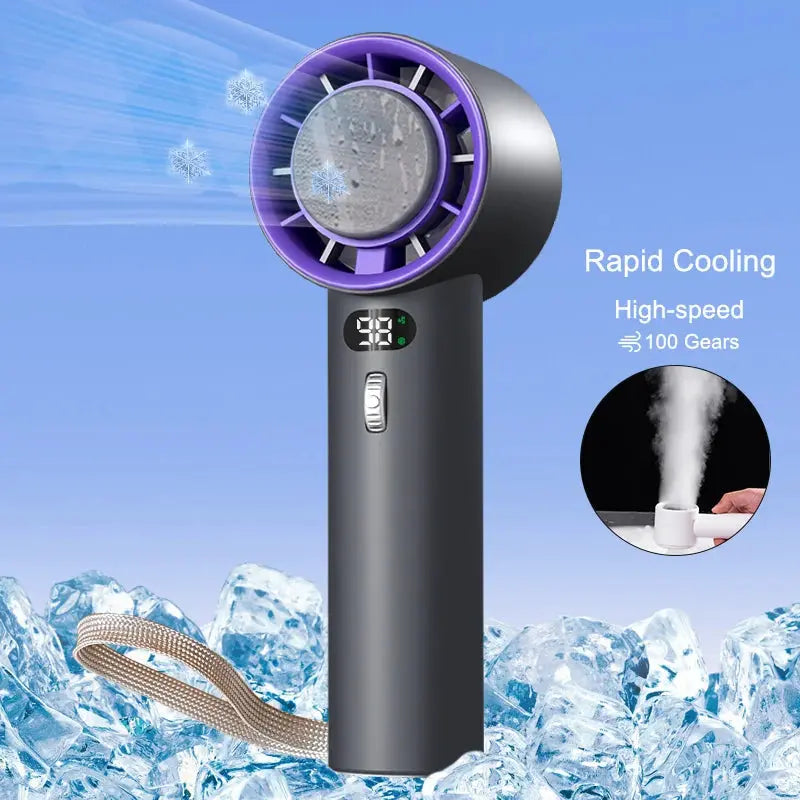Portable Handheld Turbo Fan with Semiconductor Refrigeration 3000mAh Battery Wind Speeds Adjustable fan – Stay Ice Cool Anywhere, Anytime! Zyloraglobal