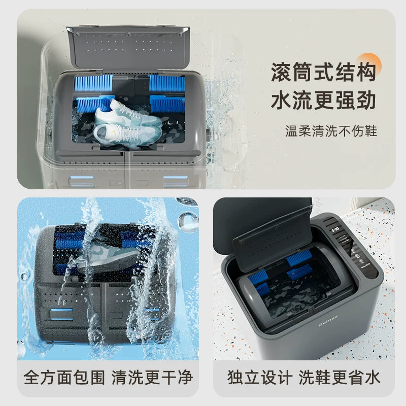 GEINAZ Drum Shoe Washing Machine Household Automatic Shoe Brushing Machine Dormitory Portable Blue Light Antibacterial Small Shoe Washing Artifact